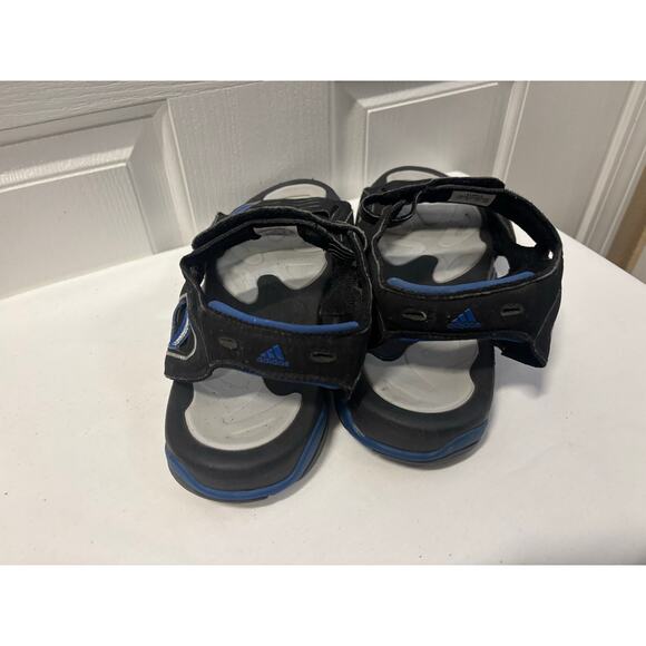 Adidas Sport Sandals Mens US 9 Black Blue Adjustable Hook Loop Outdoor Water